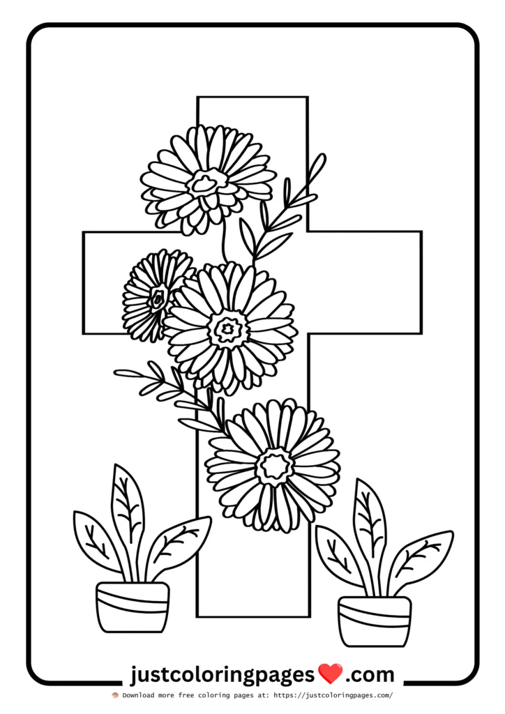 Baptism cross with flowers