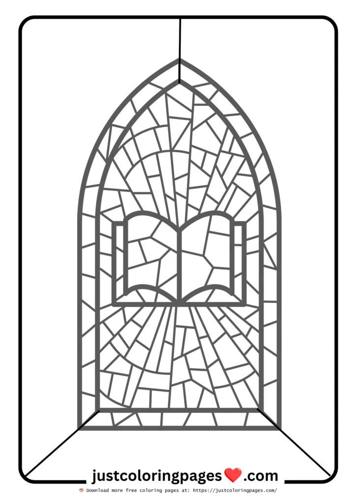 Church glass window coloring pages
