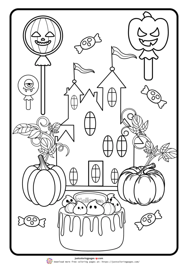 A spooky castle with flags.