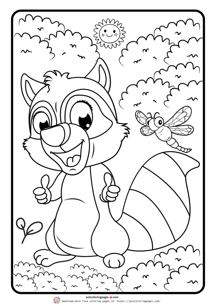 A cartoon raccoon giving a thumbs-up gesture