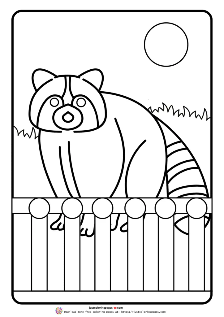 A cartoon-style outline drawing of a raccoon.