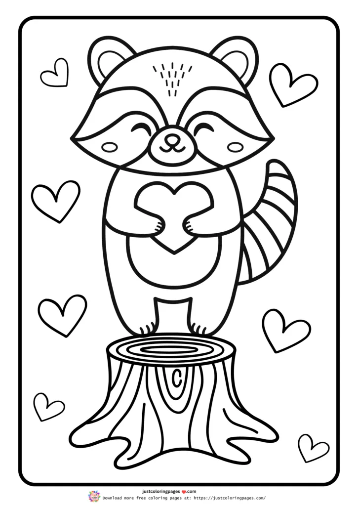 Smiling raccoon standing on a tree stump