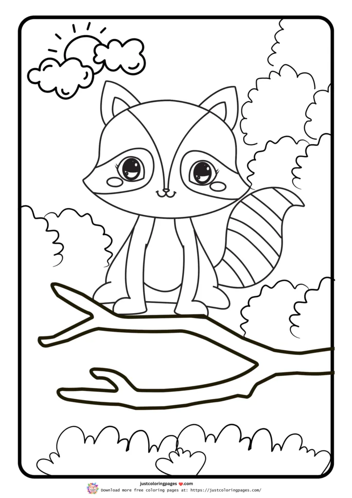 Raccoon sitting on a tree branch