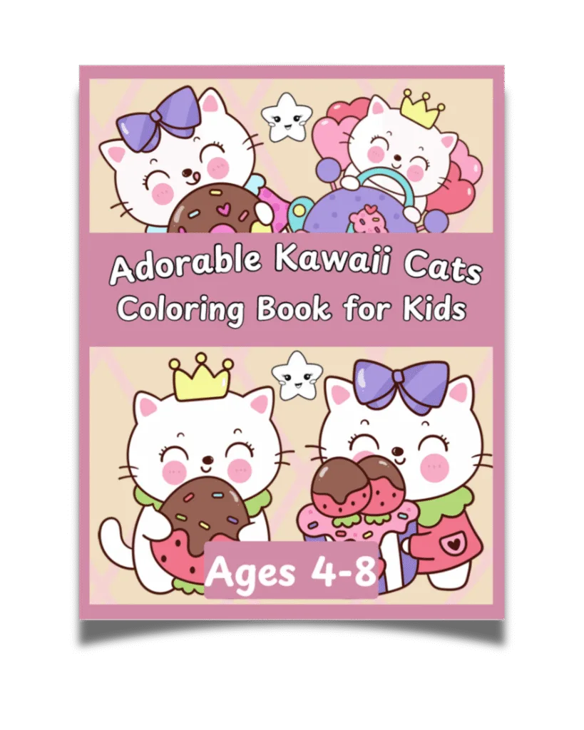 Adorable Kawaii Cats Coloring Book for Kids Ages 4-8: Cartoon Cute Cats & Caticorns with Sweets Fun Coloring Pages for Kids