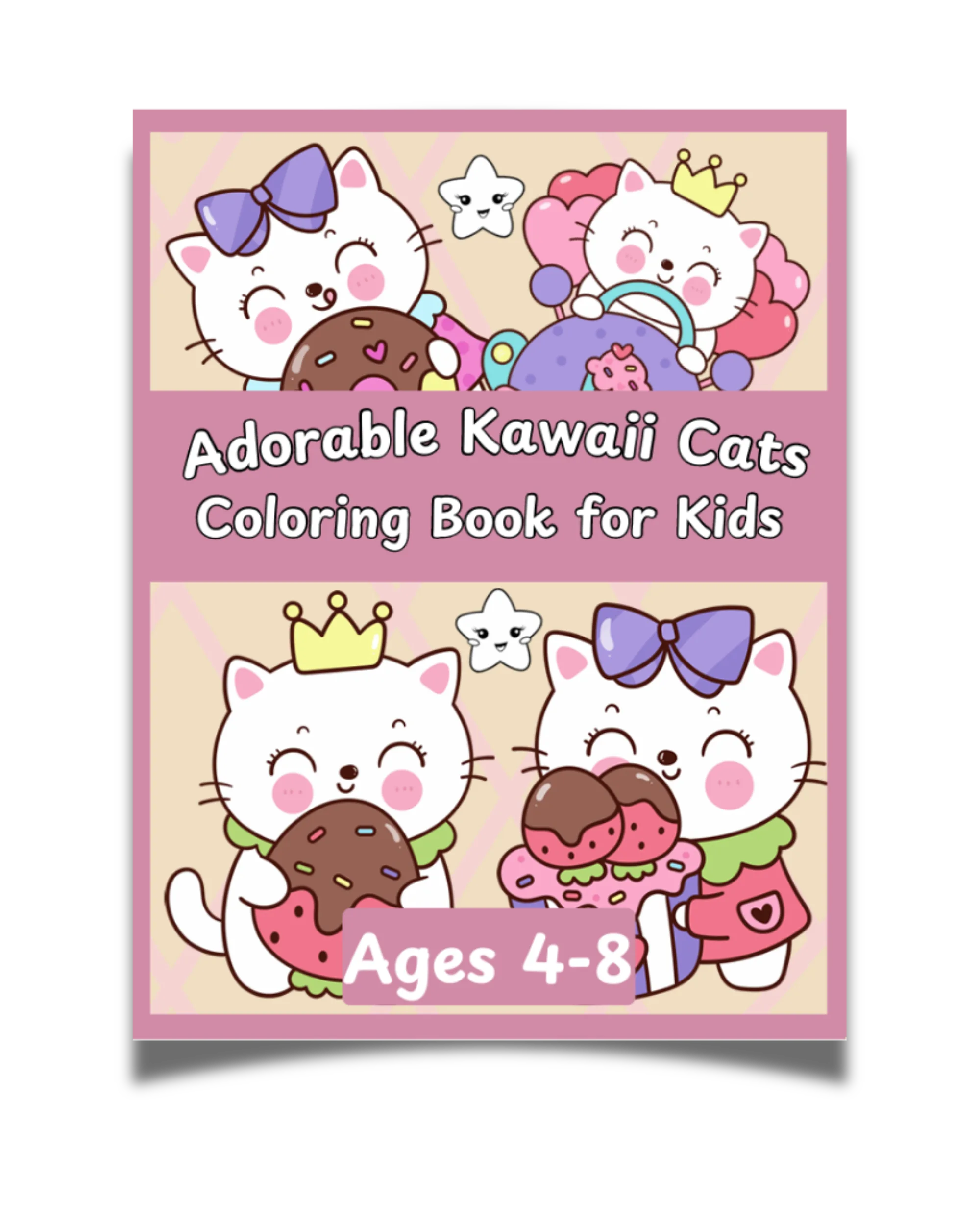 Adorable Kawaii Cats Coloring Book for Kids Ages 4-8