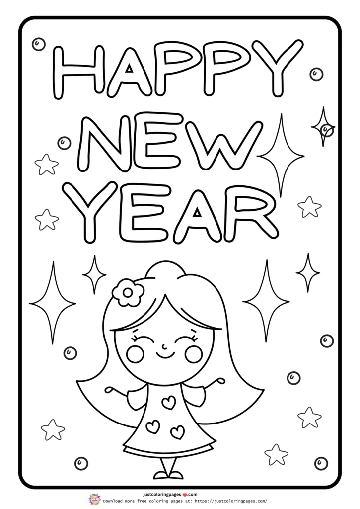 29+ Happy New Year Coloring Pages for Kids (Printable PDF) 5 New Year Design is Suitable for Children in PDF Format