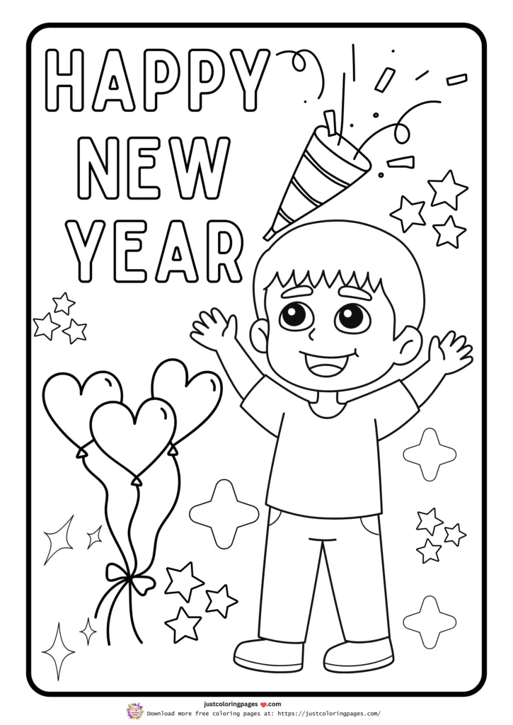 29+ Happy New Year Coloring Pages for Kids (Printable PDF) 28 New Year celebrations simple coloring sheet