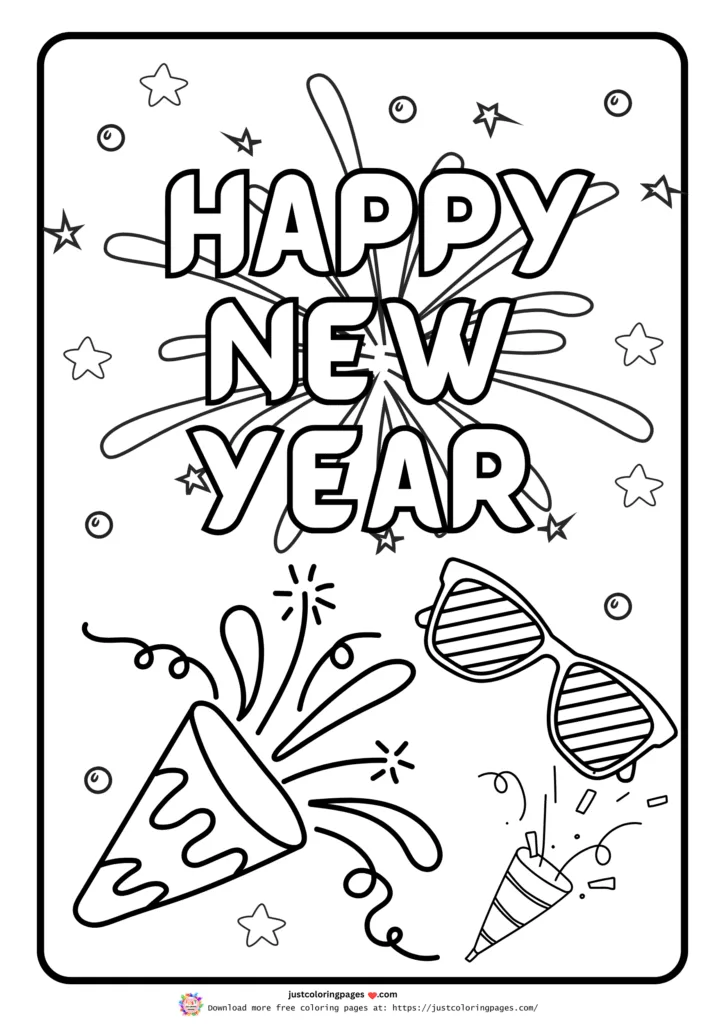 29+ Happy New Year Coloring Pages for Kids (Printable PDF) 27 New Year coloring pages with fireworks and balloons