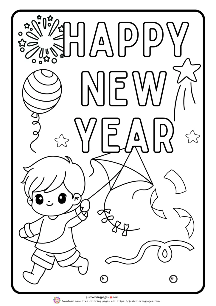 29+ Happy New Year Coloring Pages for Kids (Printable PDF) 26 New Year coloring pages with fireworks and balloons