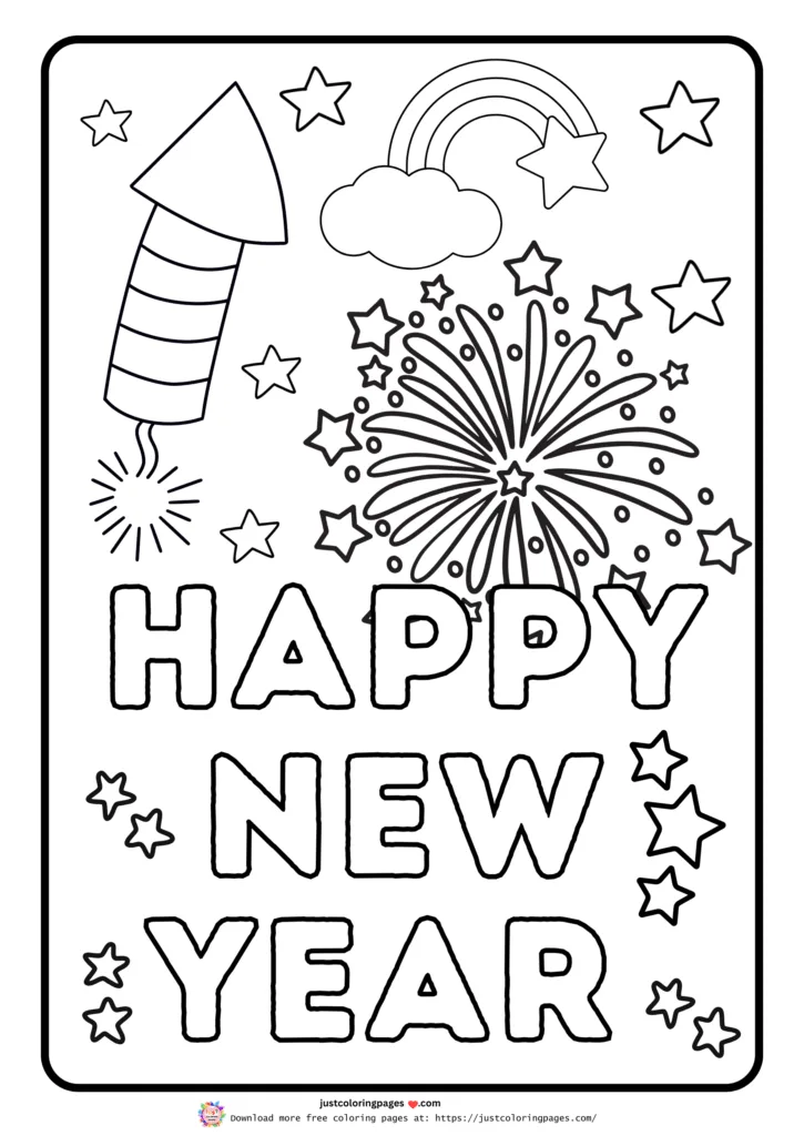 29+ Happy New Year Coloring Pages for Kids (Printable PDF) 24 Unique Happy New Year coloring page for kids, festive artwork by JustColoringPages.com