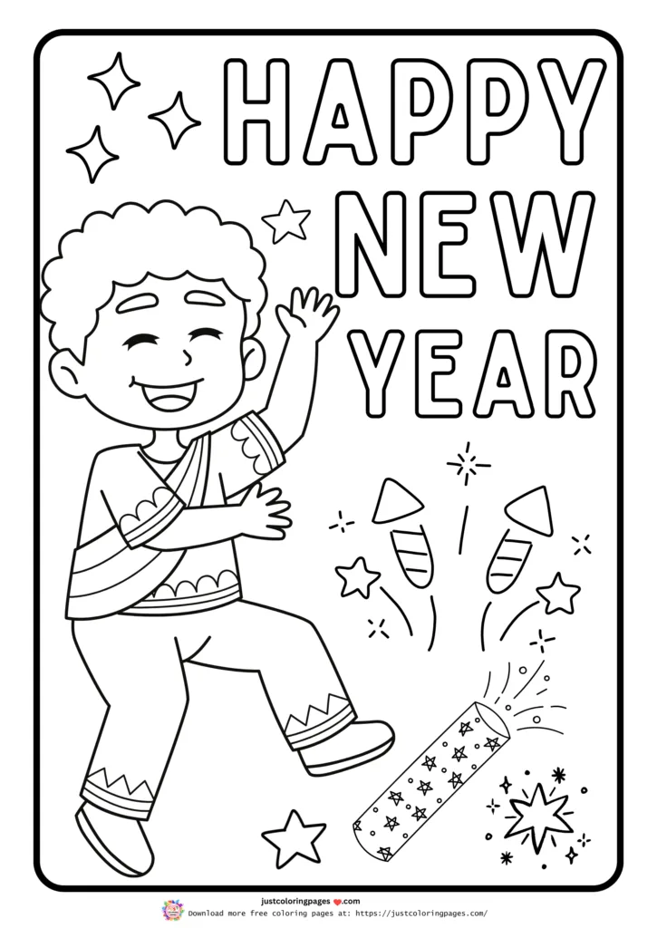 29+ Happy New Year Coloring Pages for Kids (Printable PDF) 16 Festive Happy New Year theme Coloring Sheets