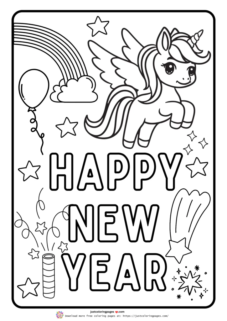 29+ Happy New Year Coloring Pages for Kids (Printable PDF) 14 New Year cheerful coloring page