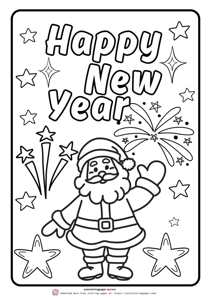 29+ Happy New Year Coloring Pages for Kids (Printable PDF) 12 New Year celebration with Santa