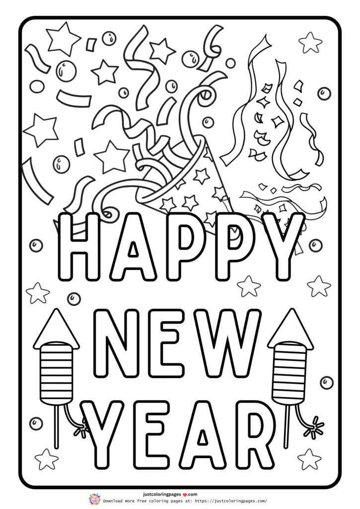 29+ Happy New Year Coloring Pages for Kids (Printable PDF) 11 New Year's celebrations, such as confetti, stars, and firecrackers.