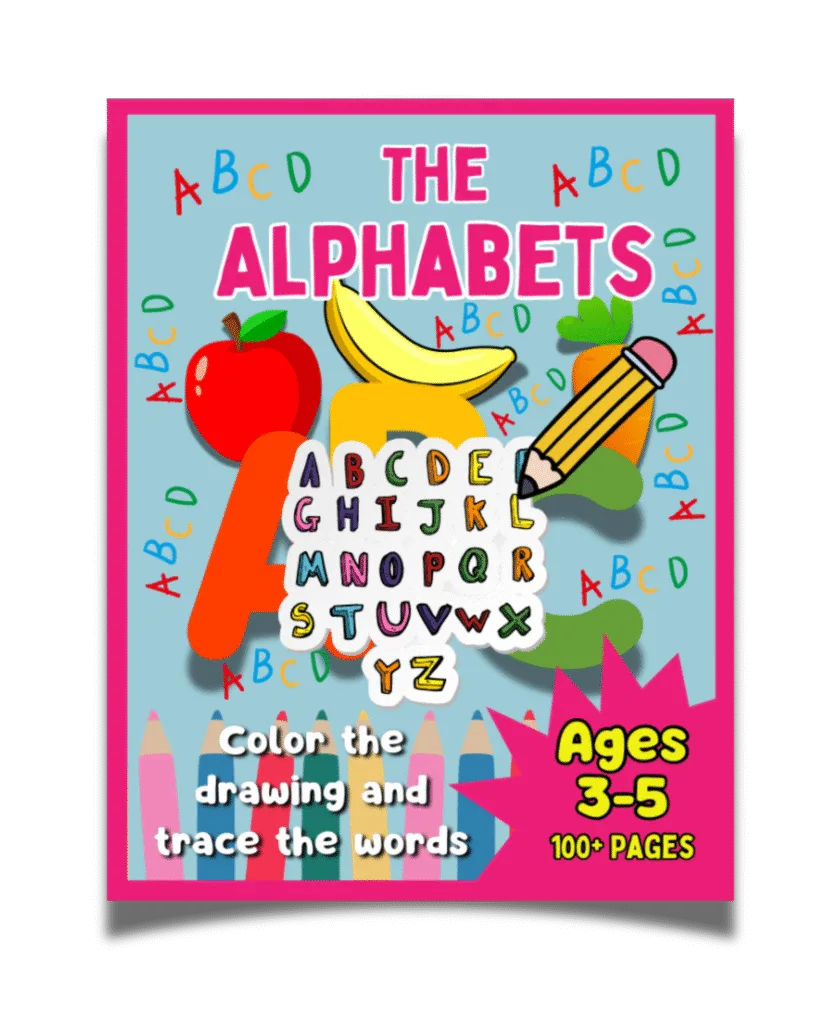 The Alphabets: Color the drawing and trace the words