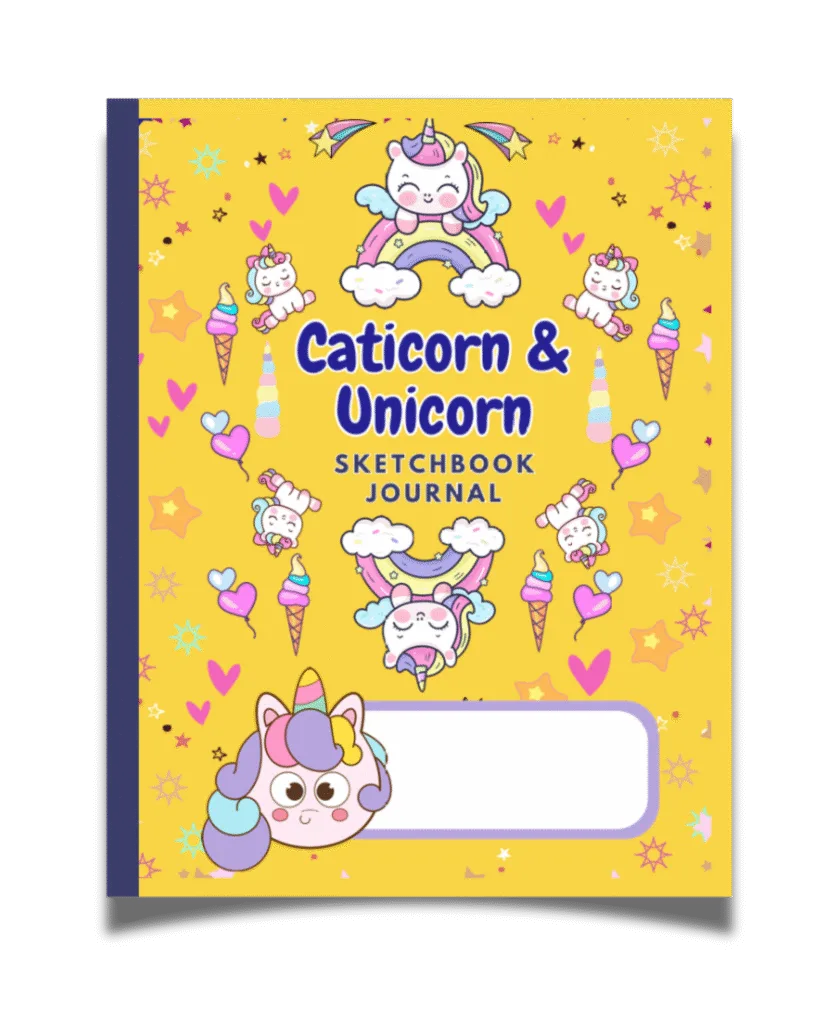 Caticorn & Unicorn Sketchbook Journal: Notebook for Girls With Lined and Blank Pages