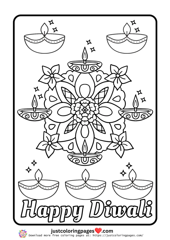 Happy Diwali Coloring Pages for Kids Free Printable PDF 26 happy diwali coloring pages free pdf