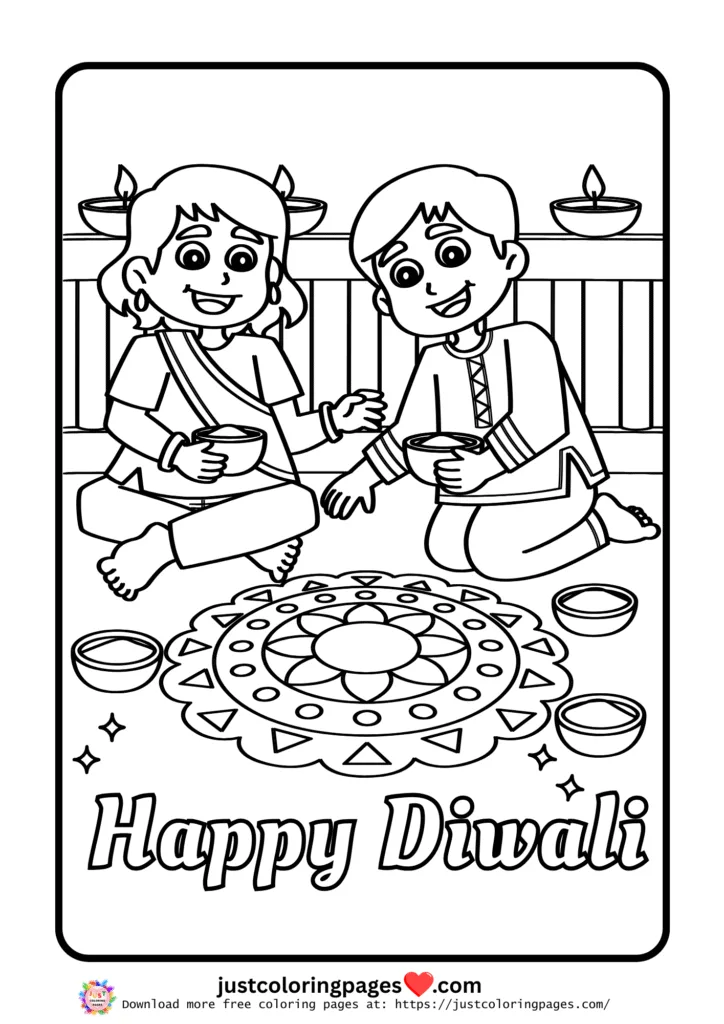 Happy Diwali Coloring Pages for Kids Free Printable PDF 28 happy diwali coloring pages free pdf