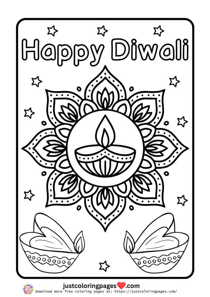Happy Diwali Coloring Pages for Kids Free Printable PDF 4 happy diwali coloring pages