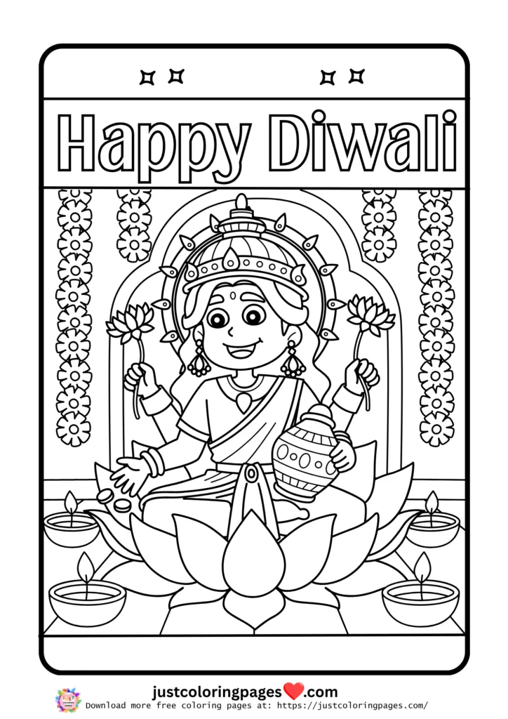 Happy Diwali Coloring Pages for Kids Free Printable PDF 3 happy diwali coloring pages
