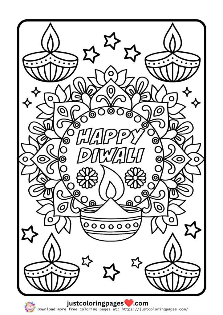Happy Diwali Coloring Pages for Kids Free Printable PDF 6 happy diwali coloring pages