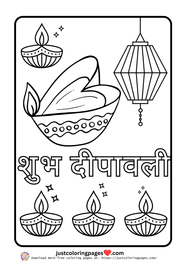 Happy Diwali Coloring Pages for Kids Free Printable PDF 13 happy diwali coloring pages free pdf