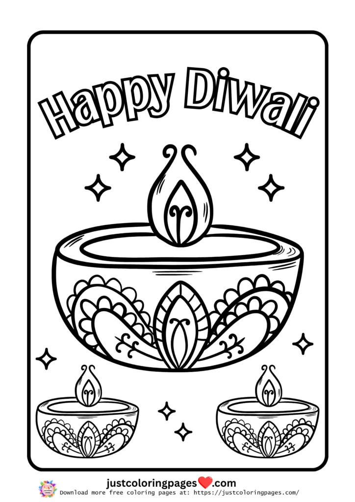 Happy Diwali Coloring Pages for Kids Free Printable PDF 9 happy diwali coloring pages free pdf