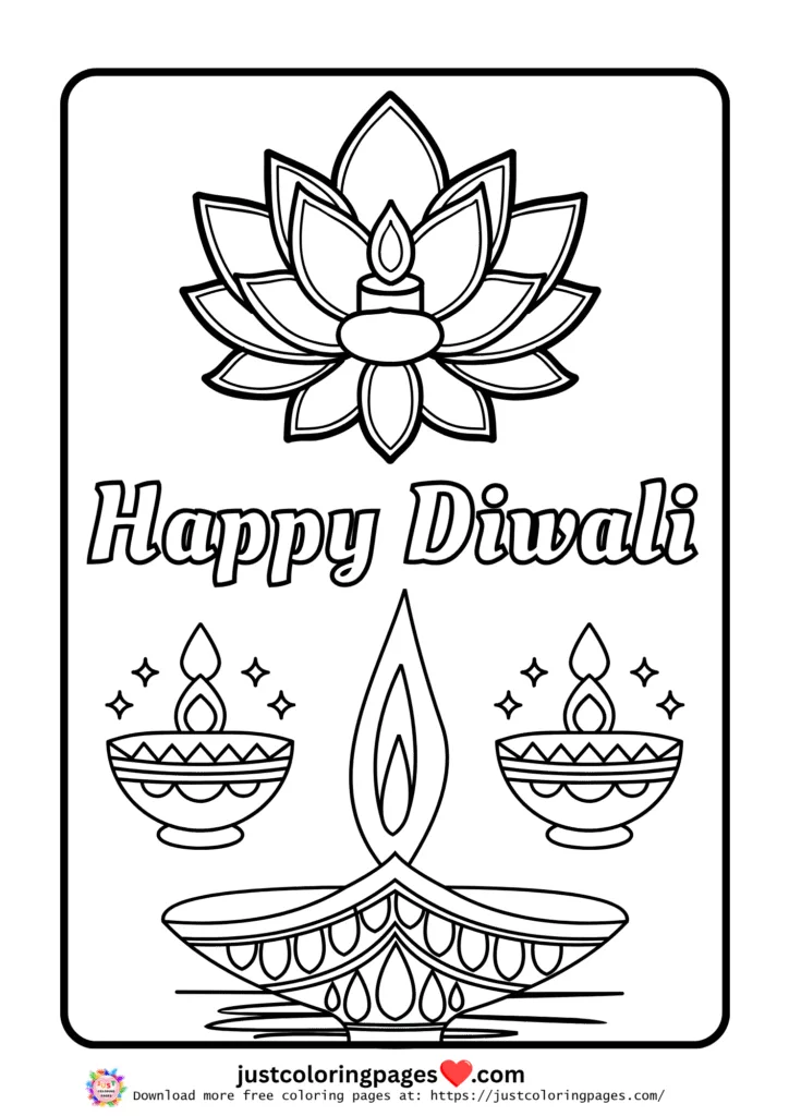 Happy Diwali Coloring Pages for Kids Free Printable PDF 11 happy diwali coloring pages free pdf