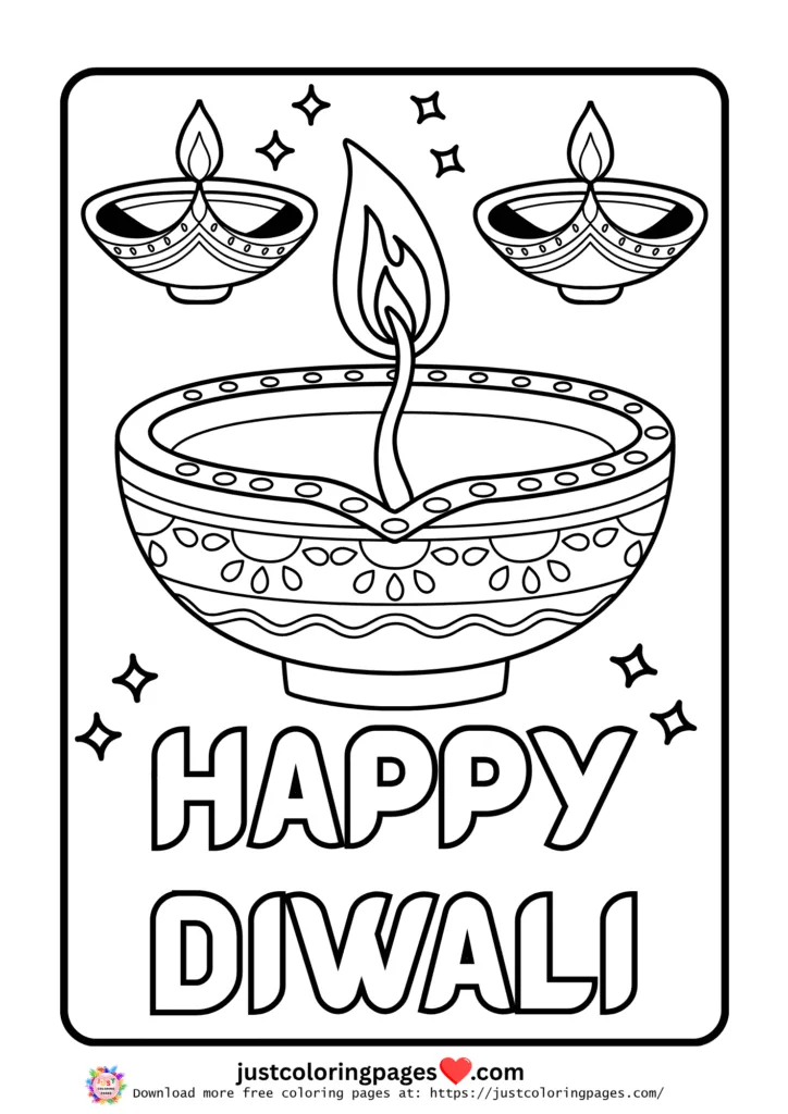 Happy Diwali Coloring Pages for Kids Free Printable PDF 7 happy diwali coloring pages free pdf